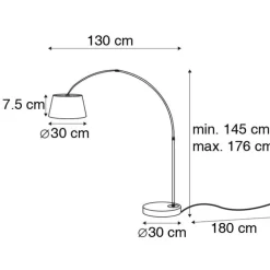 QAZQA Smarte Stehlampen|Bogenlampen*Smarte Bogenlampe schwarz mit Gold inkl. Wifi A60 - Arc Basic