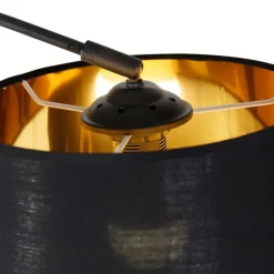 QAZQA Smarte Stehlampen|Bogenlampen*Smarte Bogenlampe schwarz mit Gold inkl. Wifi A60 - Arc Basic