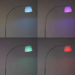 QAZQA Smarte Stehlampen|Bogenlampen*Smarte Bogenlampe Stahl mit weißem Stoffschirm inkl. Wifi A60 - Arc Basic