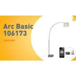 QAZQA Smarte Stehlampen|Bogenlampen*Smarte Bogenlampe Stahl mit weißem Stoffschirm inkl. Wifi A60 - Arc Basic