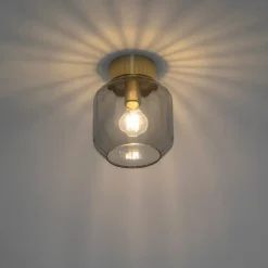 QAZQA Smarte Deckenleuchten|Deckenleuchten*Smarte Deckenleuchte aus Messing mit Rauchglas inkl. WLAN A60 - Stiklo