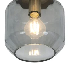 QAZQA Smarte Deckenleuchten|Deckenleuchten*Smarte Deckenleuchte aus Messing mit Rauchglas inkl. WLAN A60 - Stiklo