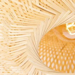 Kinder QAZQA Kinderzimmerlampen|Deckenleuchten*Smarte Deckenleuchte Bambus 50 cm inkl. Wifi G95 - Ostrava