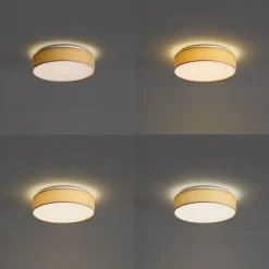 QAZQA Led-Deckenleuchten|Deckenleuchten*Smarte Deckenleuchte Beige 35cm inkl. LED und Fernbedienung - Flat Drum