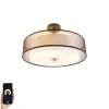 QAZQA Küchenlampen|Deckenleuchten*Smarte Deckenleuchte braun mit Weiß 50 cm 3-flammig inkl. 3 Wifi A60 - Drum Duo