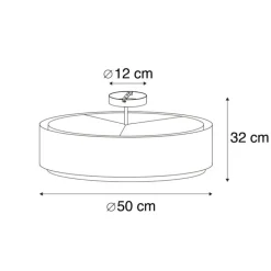 QAZQA Küchenlampen|Deckenleuchten*Smarte Deckenleuchte braun mit Weiß 50 cm 3-flammig inkl. 3 Wifi A60 - Drum Duo