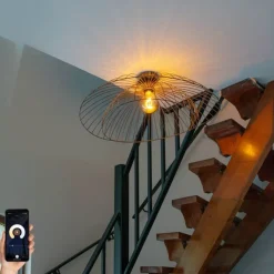 QAZQA Deckenleuchten|Wohnzimmerlampen*Smarte Deckenleuchte Bronze mit doppeltem Schirm 45cm inkl. WiFi G95 - Pua