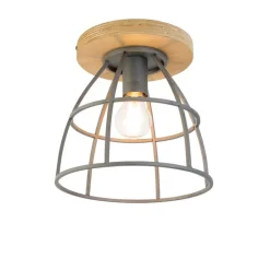 QAZQA Smarte Deckenleuchten|Deckenleuchten*Smarte Deckenleuchte dunkelgrau mit Holz inkl. WLAN E27 - Arthur