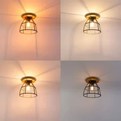 QAZQA Smarte Deckenleuchten|Deckenleuchten*Smarte Deckenleuchte dunkelgrau mit Holz inkl. WLAN E27 - Arthur