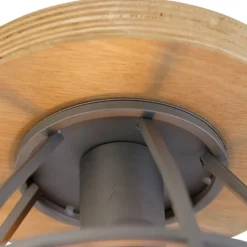 QAZQA Smarte Deckenleuchten|Deckenleuchten*Smarte Deckenleuchte dunkelgrau mit Holz inkl. WLAN E27 - Arthur