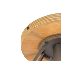 QAZQA Smarte Deckenleuchten|Deckenleuchten*Smarte Deckenleuchte dunkelgrau mit Holz inkl. WLAN E27 - Arthur