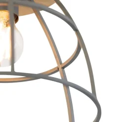 QAZQA Smarte Deckenleuchten|Deckenleuchten*Smarte Deckenleuchte dunkelgrau mit Holz inkl. WLAN E27 - Arthur