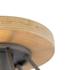 QAZQA Smarte Deckenleuchten|Deckenleuchten*Smarte Deckenleuchte dunkelgrau mit Holz inkl. WLAN E27 - Arthur