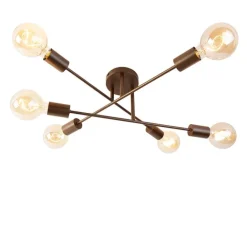 QAZQA Deckenleuchten|Wohnzimmerlampen*Smarte Deckenleuchte Dunkelbronze 6-flammig inkl. 6 Wifi G95 - Sydney