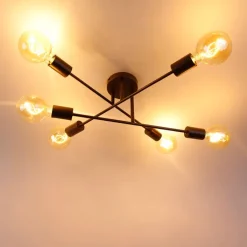 QAZQA Deckenleuchten|Wohnzimmerlampen*Smarte Deckenleuchte Dunkelbronze 6-flammig inkl. 6 Wifi G95 - Sydney