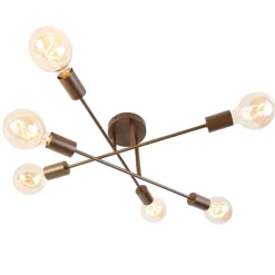 QAZQA Deckenleuchten|Wohnzimmerlampen*Smarte Deckenleuchte Dunkelbronze 6-flammig inkl. 6 Wifi G95 - Sydney