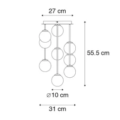 QAZQA Deckenleuchten|Esszimmerlampen*Smarte Deckenleuchte Gold mit Rauchglas 9-flammig inkl. 9 Wifi G9 - Athen