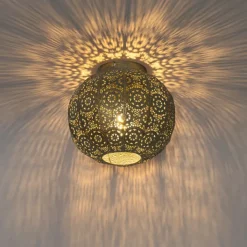 QAZQA Deckenleuchten|Wohnzimmerlampen*Smarte Deckenleuchte Gold mit Grün 28,5 cm inkl. WiFi A60 - Baloo