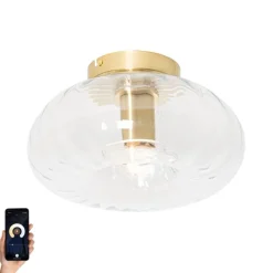 QAZQA Deckenleuchten|Wohnzimmerlampen*Smarte Deckenleuchte Gold mit Glas inkl. Wifi P45 - Ayesha