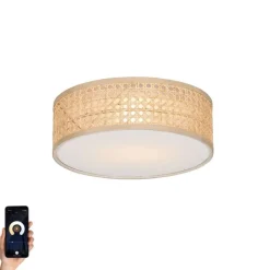 QAZQA Deckenleuchten|Wohnzimmerlampen*Smarte Deckenleuchte Rattan 30 cm inkl. Wifi A60 - Tromma