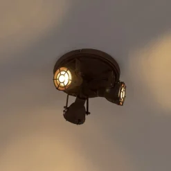 QAZQA Schlafzimmerlampen|Küchenlampen*Smarte Deckenleuchte Rostbraun inkl. 3 WiFi GU10 - Sorra