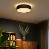QAZQA Led-Deckenleuchten|Deckenleuchten*Smarte Deckenleuchte schwarz 35cm inkl. LED und Fernbedienung - Flat Drum