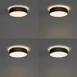 QAZQA Led-Deckenleuchten|Deckenleuchten*Smarte Deckenleuchte schwarz 35cm inkl. LED und Fernbedienung - Flat Drum