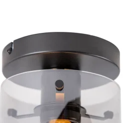 QAZQA Deckenleuchten|Wohnzimmerlampen*Smarte Deckenleuchte schwarz mit Rauchglas inkl. Wifi ST64 - Dome