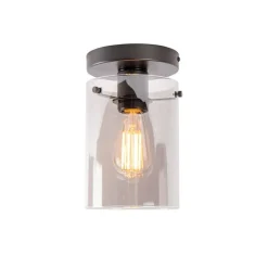 QAZQA Deckenleuchten|Wohnzimmerlampen*Smarte Deckenleuchte schwarz mit Rauchglas inkl. Wifi ST64 - Dome