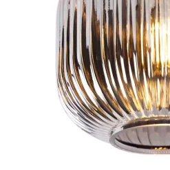 QAZQA Smarte Deckenleuchten|Deckenleuchten*Smarte Deckenleuchte schwarz mit Rauchglas inkl. WLAN A60 - Karel