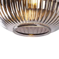 QAZQA Smarte Deckenleuchten|Deckenleuchten*Smarte Deckenleuchte schwarz mit Rauchglas inkl. WLAN A60 - Karel