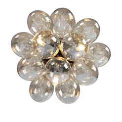 QAZQA Deckenleuchten|Wohnzimmerlampen*Smarte Deckenleuchte Schwarz mit bernsteinfarbenem Glas 3-flammig inkl. 3 Wifi G9 - Uvas