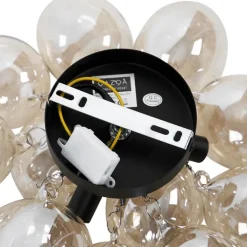 QAZQA Deckenleuchten|Wohnzimmerlampen*Smarte Deckenleuchte Schwarz mit bernsteinfarbenem Glas 3-flammig inkl. 3 Wifi G9 - Uvas