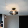 QAZQA Smarte Deckenleuchten|Deckenleuchten*Smarte Deckenleuchte schwarz mit Rauchglas inkl. WLAN P45 - Busa