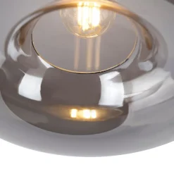 QAZQA Smarte Deckenleuchten|Deckenleuchten*Smarte Deckenleuchte schwarz mit Rauchglas inkl. WLAN P45 - Busa