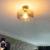QAZQA Schlafzimmerlampen|Küchenlampen*Smarte Deckenleuchte schwarz mit Rauchglas inkl. WiFi A60 - Bizle