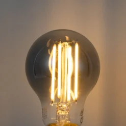 QAZQA Schlafzimmerlampen|Küchenlampen*Smarte Deckenleuchte schwarz mit Rauchglas inkl. WiFi A60 - Bizle