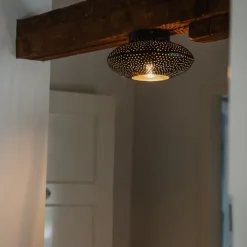 QAZQA Smarte Deckenleuchten|Deckenleuchten*Smarte Deckenleuchte schwarz mit Gold 25 cm inkl. WLAN A60 - Radiance