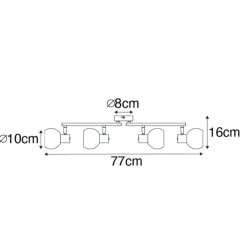 QAZQA Smarte Spots|Smarte Deckenleuchten*Smarte Deckenleuchte schwarz mit Rauchglas inkl. 4 WiFi P45 - Vidro