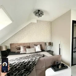 QAZQA Smarte Deckenleuchten|Deckenleuchten*Smarte Deckenleuchte schwarz mit Rauchglas inkl. 4 Wifi G9 - Uvas