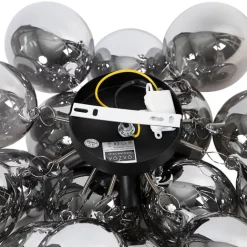 QAZQA Smarte Deckenleuchten|Deckenleuchten*Smarte Deckenleuchte schwarz mit Rauchglas inkl. 4 Wifi G9 - Uvas