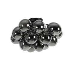 QAZQA Smarte Deckenleuchten|Deckenleuchten*Smarte Deckenleuchte schwarz mit Rauchglas inkl. 4 Wifi G9 - Uvas