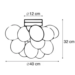 QAZQA Smarte Deckenleuchten|Deckenleuchten*Smarte Deckenleuchte schwarz mit Rauchglas inkl. 4 Wifi G9 - Uvas