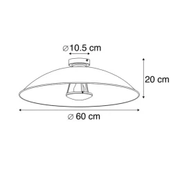 QAZQA Smarte Deckenleuchten|Wohnzimmerlampen*Smarte Deckenleuchte schwarz mit Gold 60 cm inkl. WLAN A60 - Emilienne