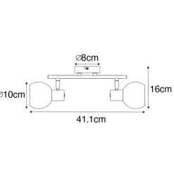 QAZQA Smarte Spots|Smarte Deckenleuchten*Smarte Deckenleuchte schwarz mit Rauchglas inkl. 2 WiFi P45 - Vidro