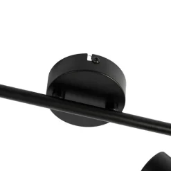 QAZQA Smarte Spots|Smarte Deckenleuchten*Smarte Deckenleuchte schwarz mit Rauchglas inkl. 2 WiFi P45 - Vidro