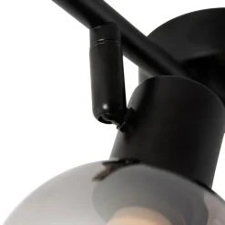 QAZQA Smarte Spots|Smarte Deckenleuchten*Smarte Deckenleuchte schwarz mit Rauchglas inkl. 2 WiFi P45 - Vidro