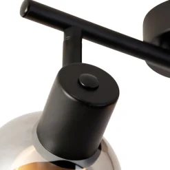QAZQA Smarte Spots|Smarte Deckenleuchten*Smarte Deckenleuchte schwarz mit Rauchglas inkl. 2 WiFi P45 - Vidro