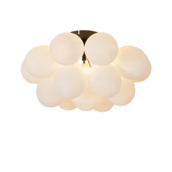 QAZQA Deckenleuchten|Wohnzimmerlampen*Smarte Deckenleuchte schwarz mit Opalglas 4-flammig inkl. 4 WiFi G9 - Uvas