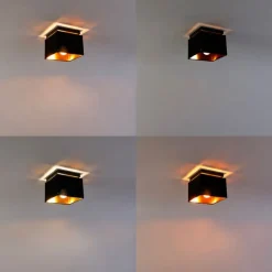 QAZQA Smarte Deckenleuchten|Deckenleuchten*Smarte Deckenleuchte Schwarz mit Gold inkl. WiFi P45 - VT